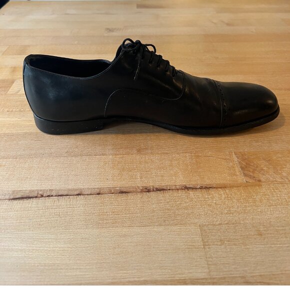 Men's GUCCI Cap Toe Black Leather Oxford - Size 9 - Picture 7 of 12